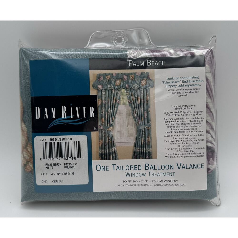 Palm Beach Balloon Valance One Tailored Window Treatment Fit 36-48" New